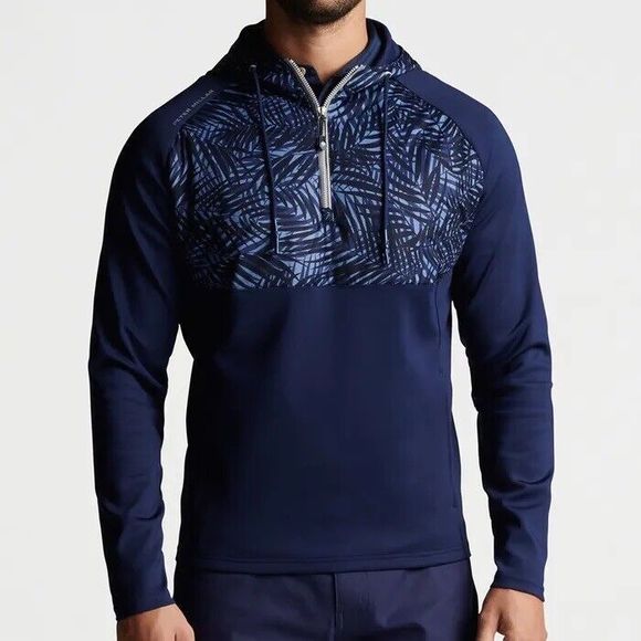 Peter Millar Other - Peter Millar HYPERLIGHT WELD HYBRID Half Zip Golf Hoodie Navy Blue Size M NEW